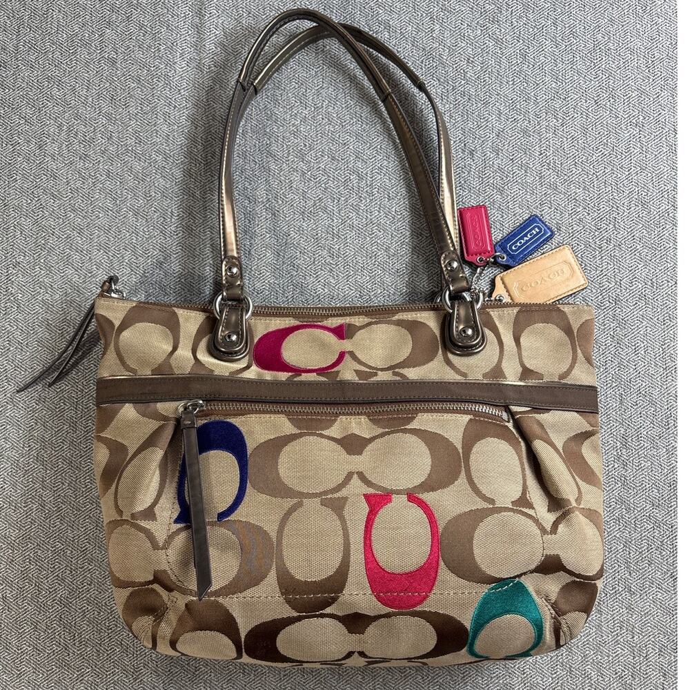 Coach Bag Poppy Embroidered Glam Tote Shoulder Purse H1282-21188 - Picture 3 of 16